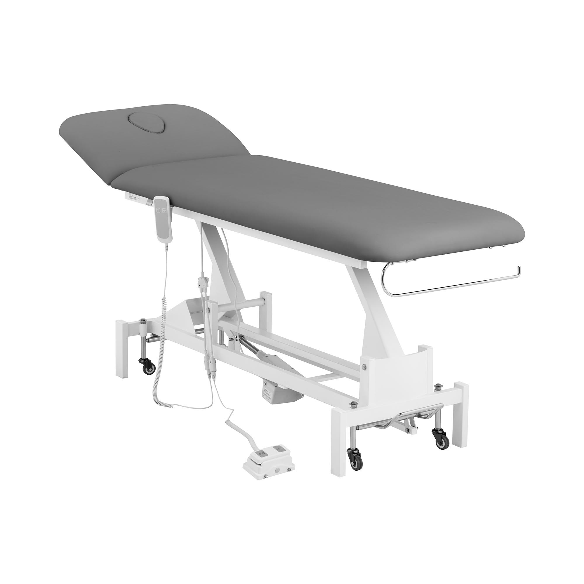 physa Massageliege elektrisch - 1 Motor - 100 W - 207 x 68 x 53 - 92 cm - 200 kg - weiß/grau