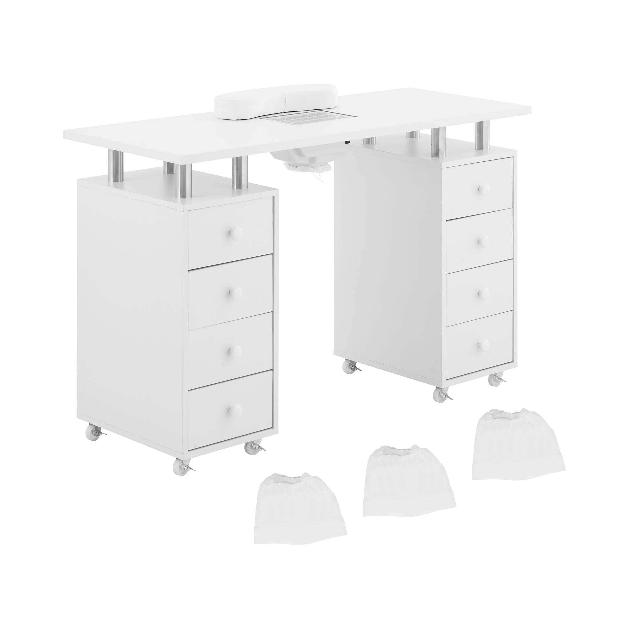 physa Nageltisch - 8 Schubladen - 8 Räder - Absaugung