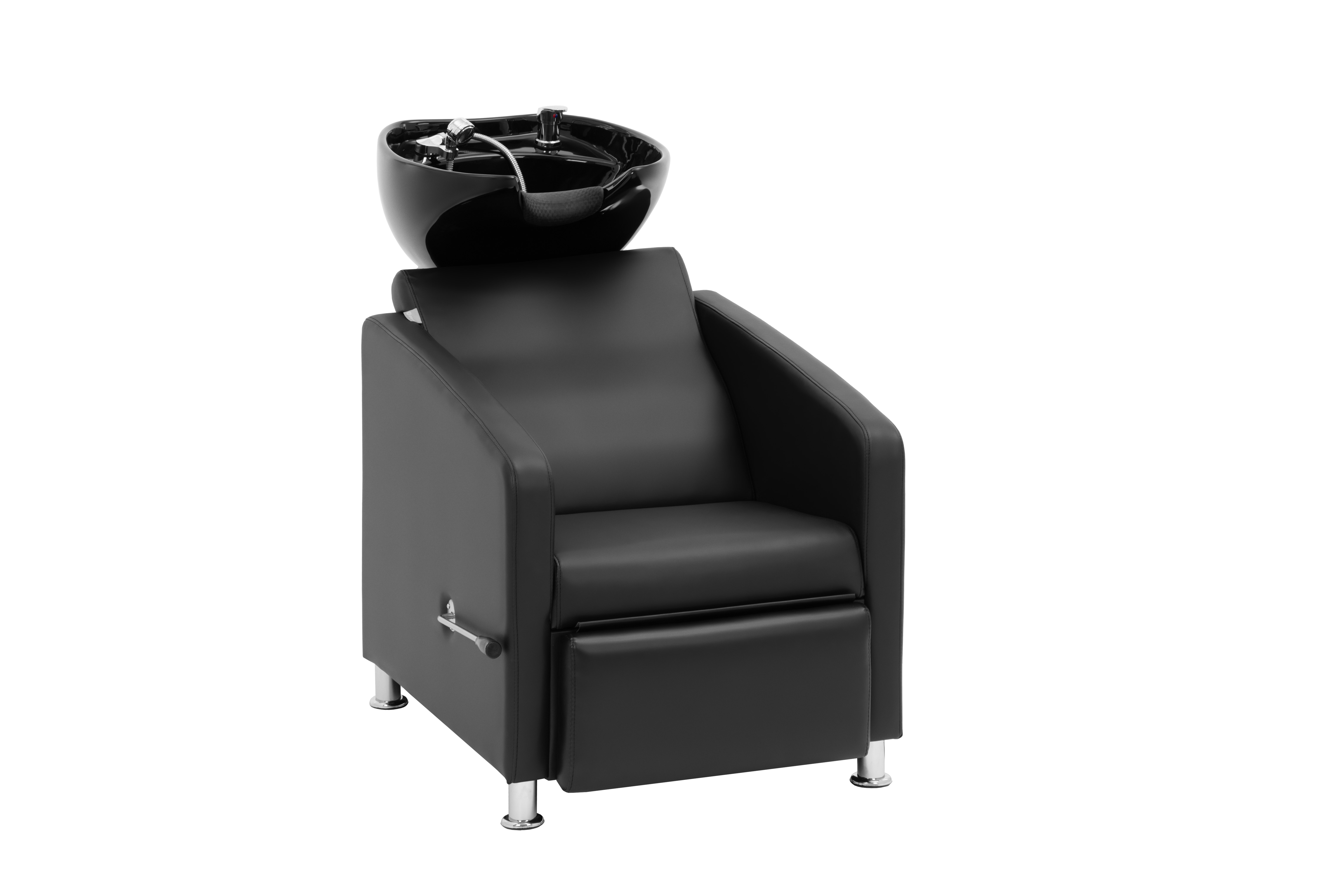 physa Friseurwaschplatz mit Beinablage - neigbares Waschbecken mit Mischbatterie, Schlauch und Brause