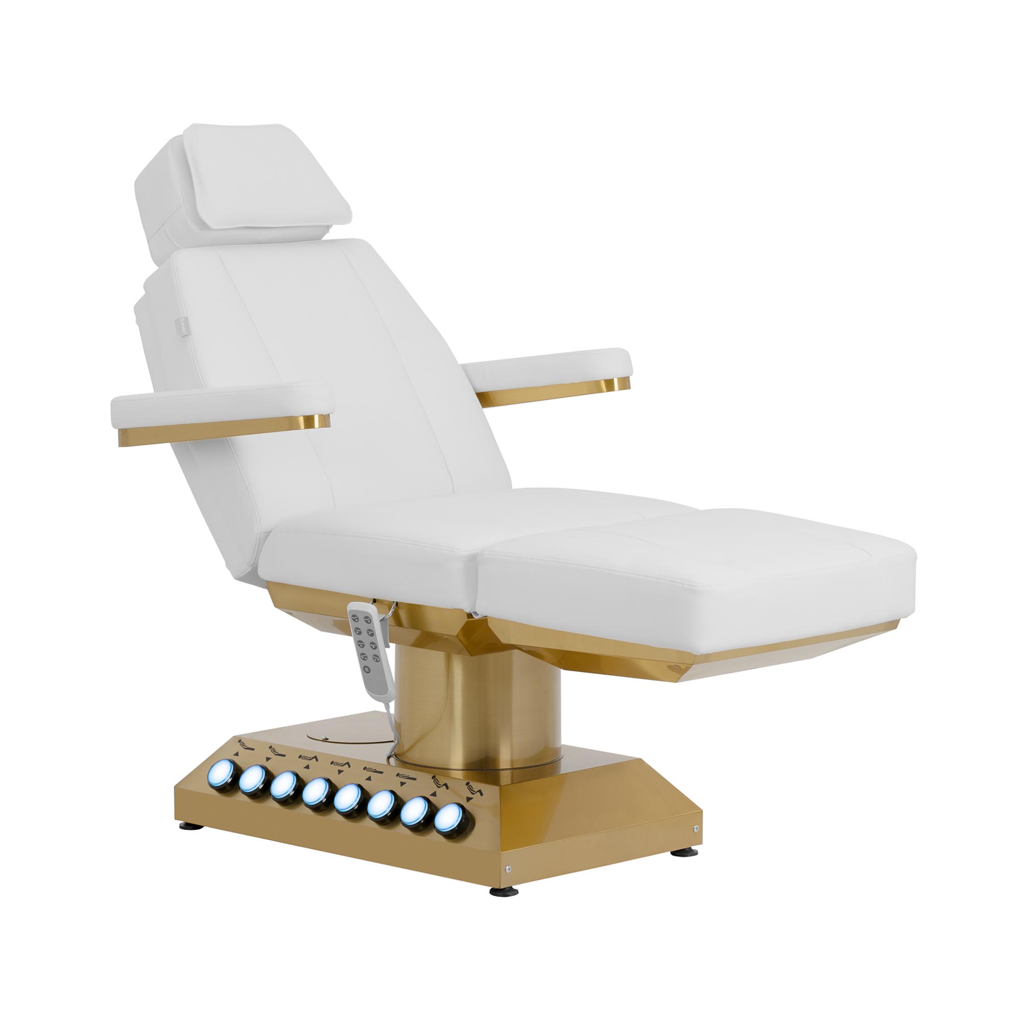 physa Elektrische Kosmetikliege beheizbar - 4 Motoren - 350 W - 181 x 62 x 60,5 - 80,5 cm - 200 kg - weiß/golden