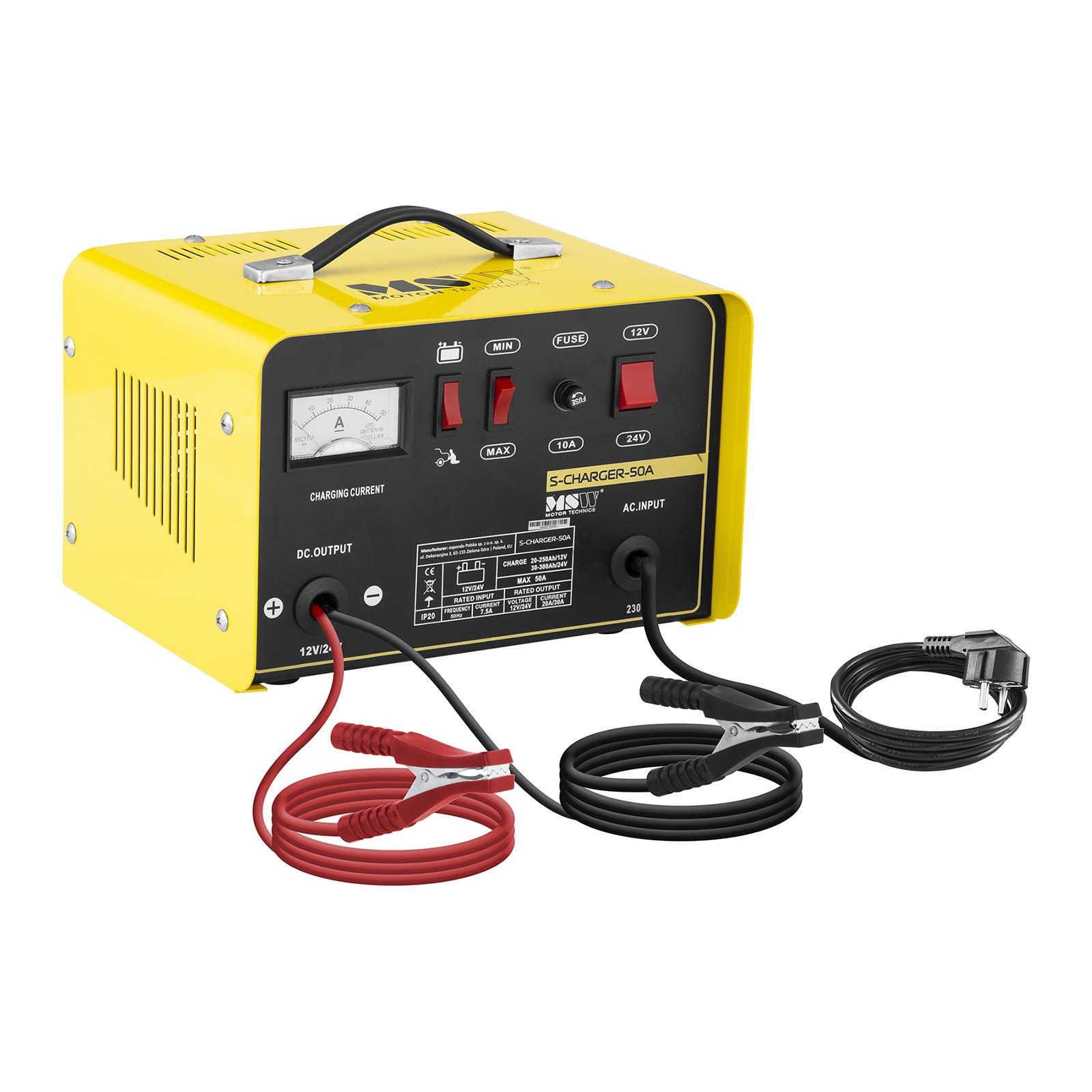 MSW Autobatterie-Ladegerät - Starthilfe - 12/24 V - 20/30 A