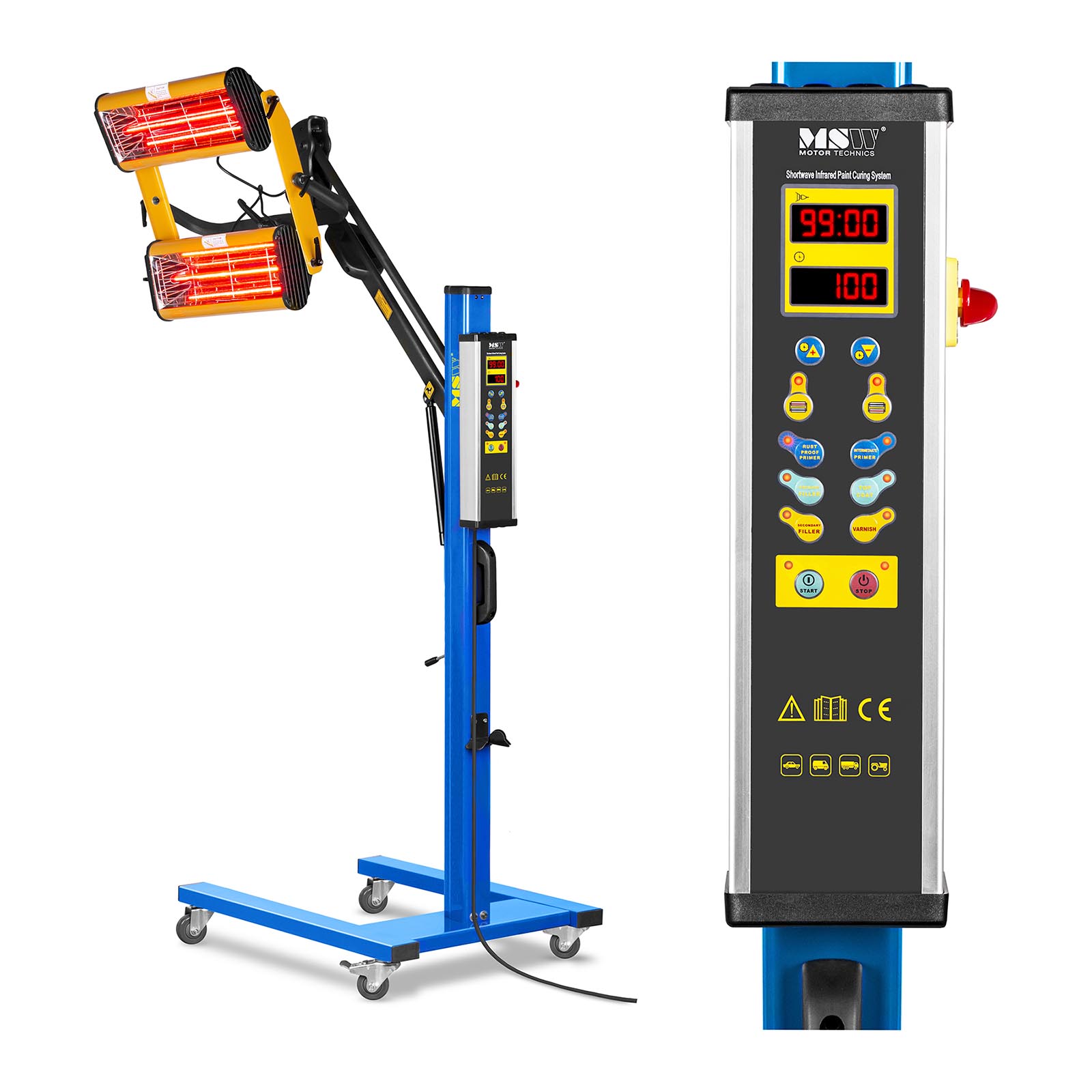 MSW Infrarot-Lacktrockner - 2.200 W - 2 Strahler - digitales Display