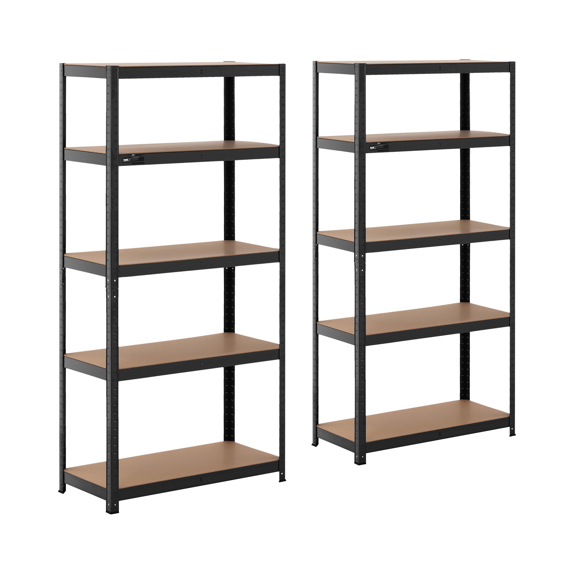 MSW Schwerlastregal - 90 x 40 x 180 cm - für 5 x 175 kg - Schwarz - 2 Stk.