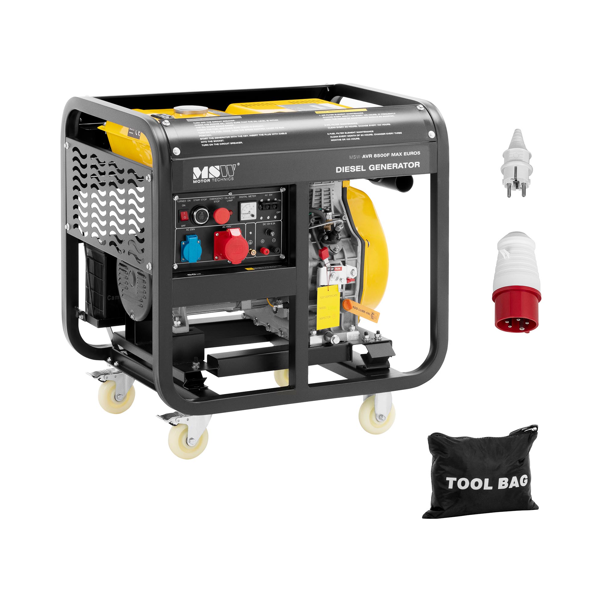 MSW Notstromaggregat Diesel - 2830 / 8500 W - 30 L - 230/400 V - mobil - AVR - Euro 5