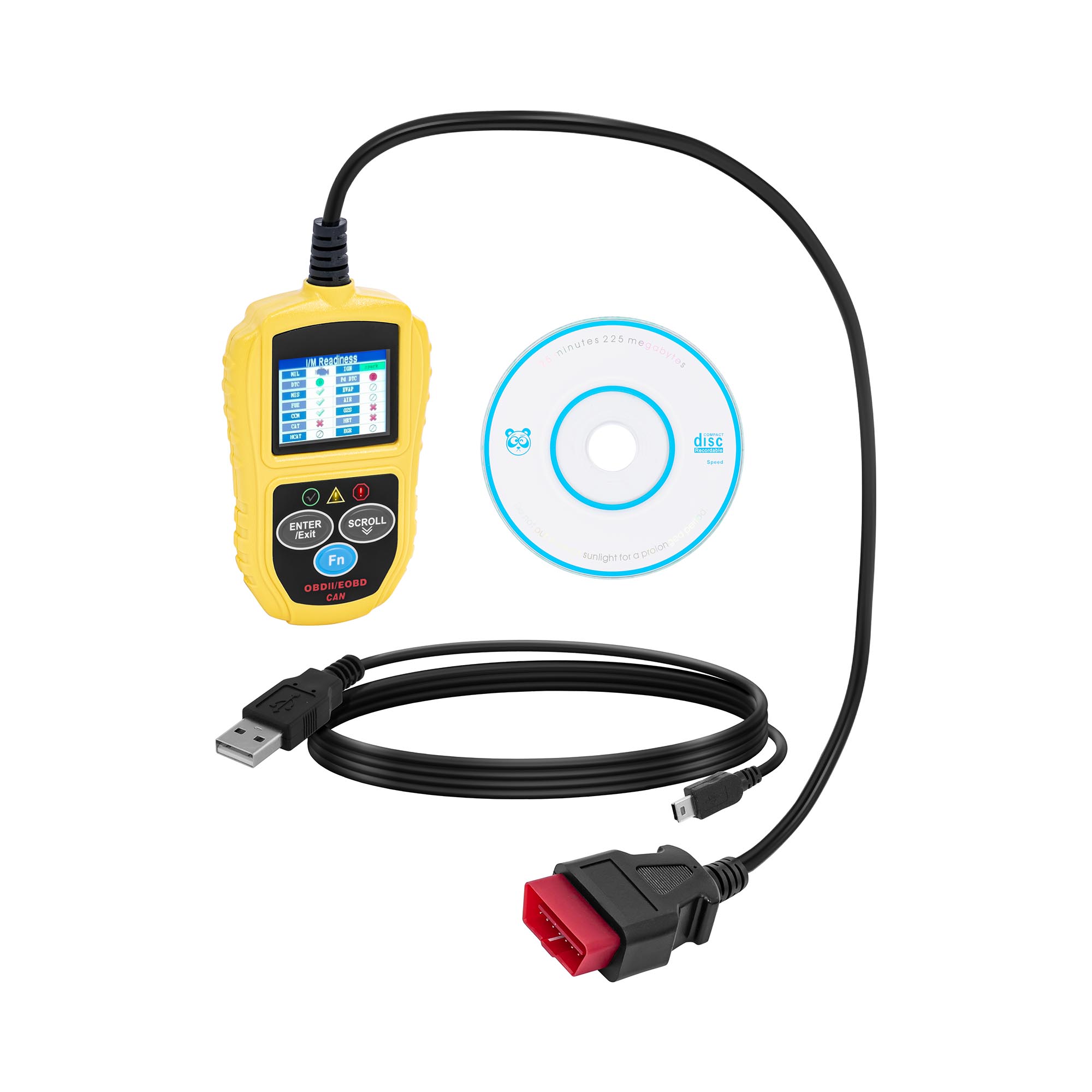 MSW OBD2-Diagnosegerät - 8 - 18 V - LCD - Fehlercodes / VIN / ID / CVN / PCM / ECU / MIL etc.