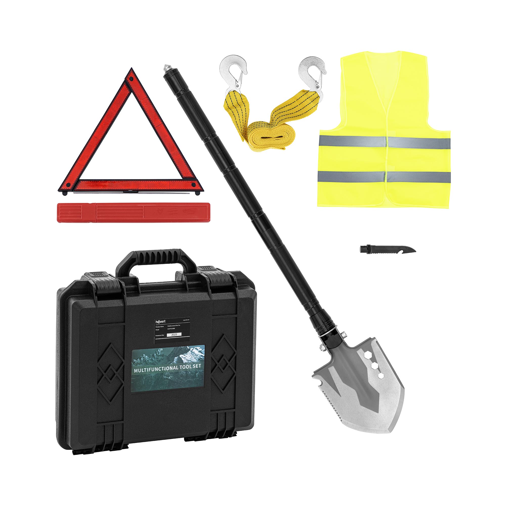 hillvert Survival-Spaten - 11 Funktionen + Koffer