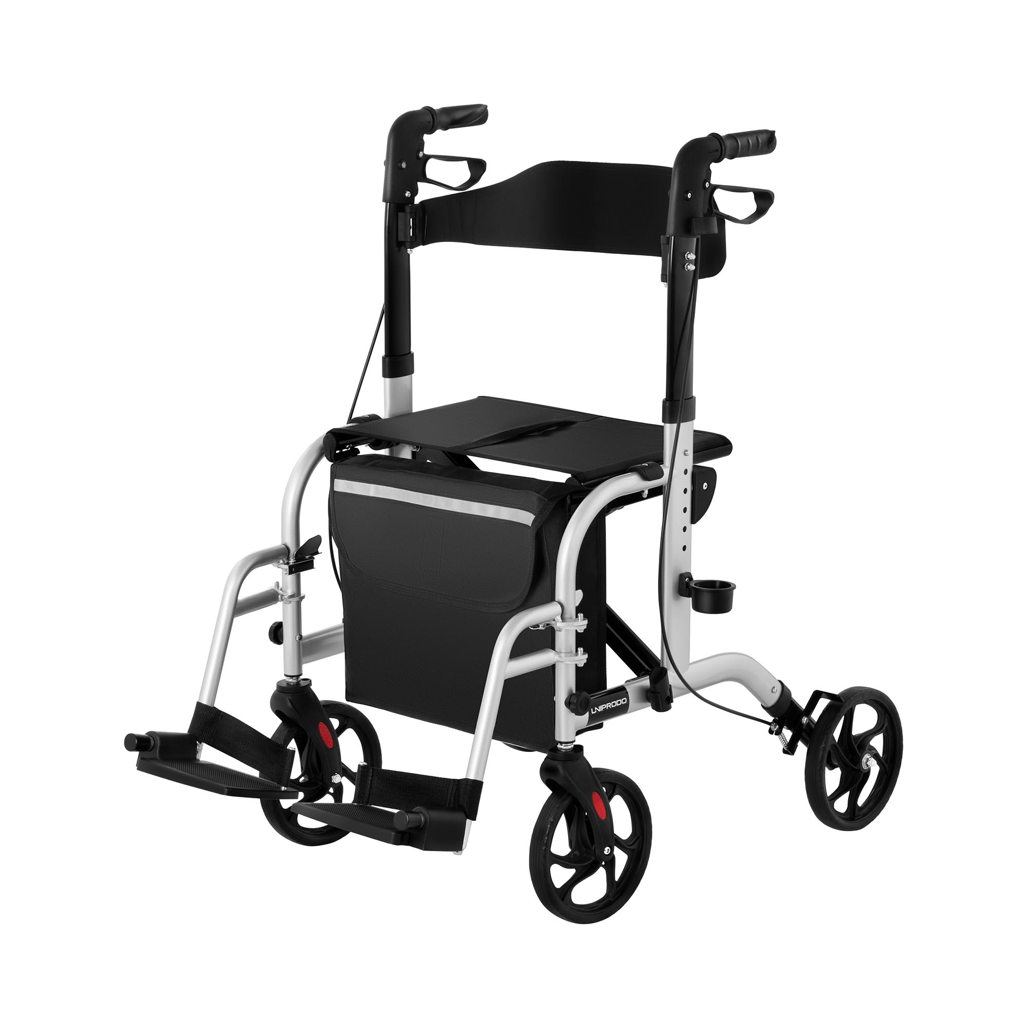 Uniprodo Rollator-Rollstuhl 2-in-1 - silber - 120 kg