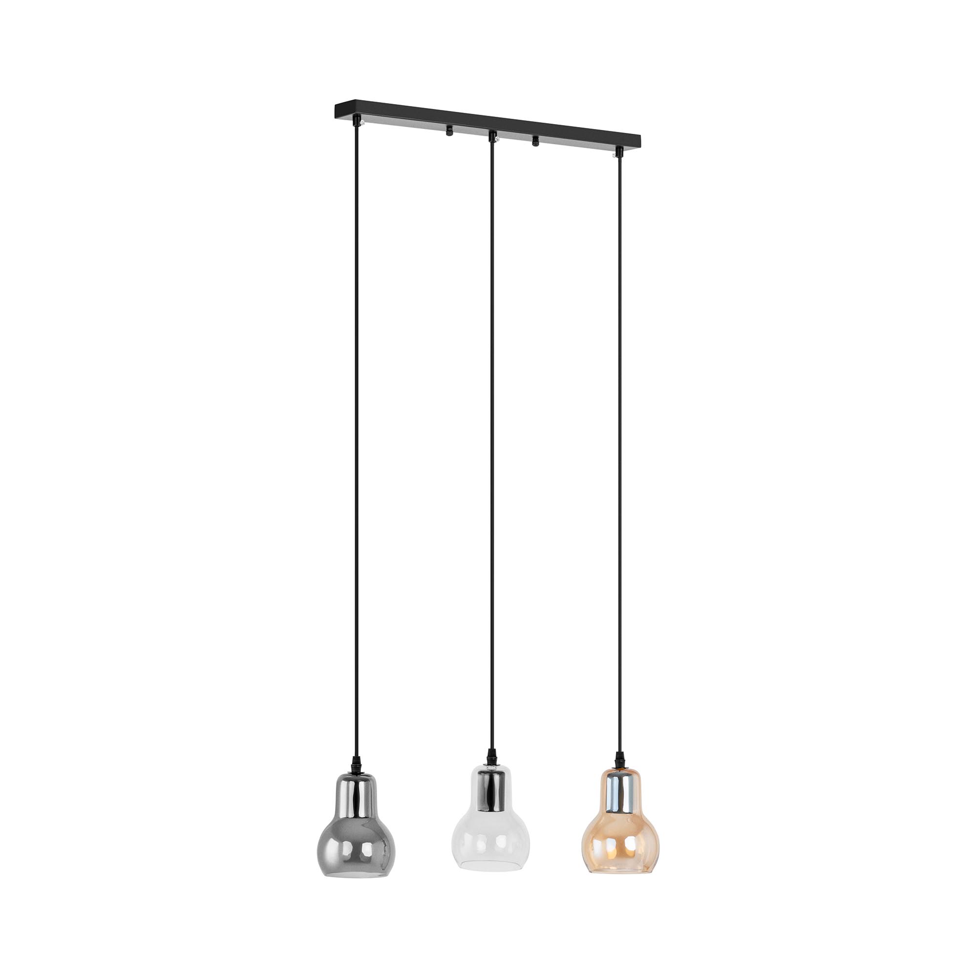 Uniprodo Pendelleuchte - 3 Leuchtmittel - Rauchglas Glockenform