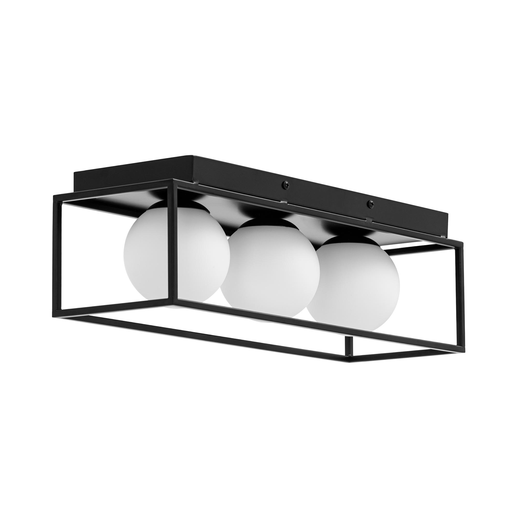 Uniprodo Deckenleuchte - 3 Glaskugeln in Eisenrahmen