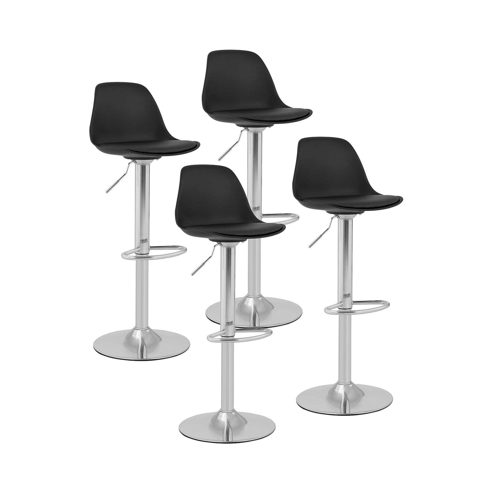 Fromm & Starck Barhocker - 4er-Set - mit Lehne - Stahlsockel verchromt - schwarz