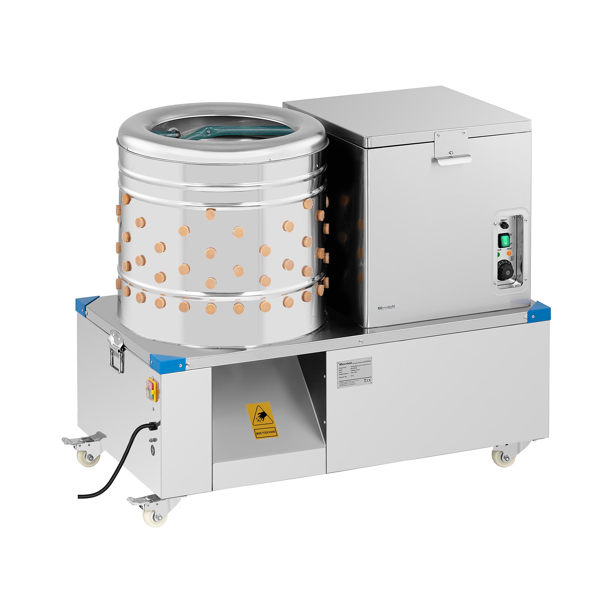 Wiesenfield 2-in-1 Rupfmaschine und Brühkessel für Geflügel - Trommel 50 cm - 2 - 3 Hühner pro min