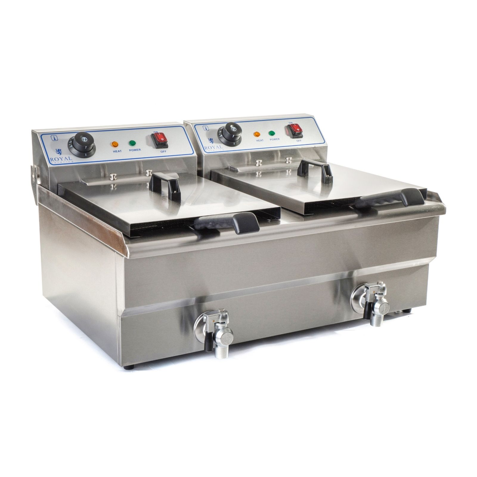 B-Ware Elektro-Doppel-Fritteuse - 2 x 16 L - 12 000 W - 400 V - Ablasshahn - Royal Catering