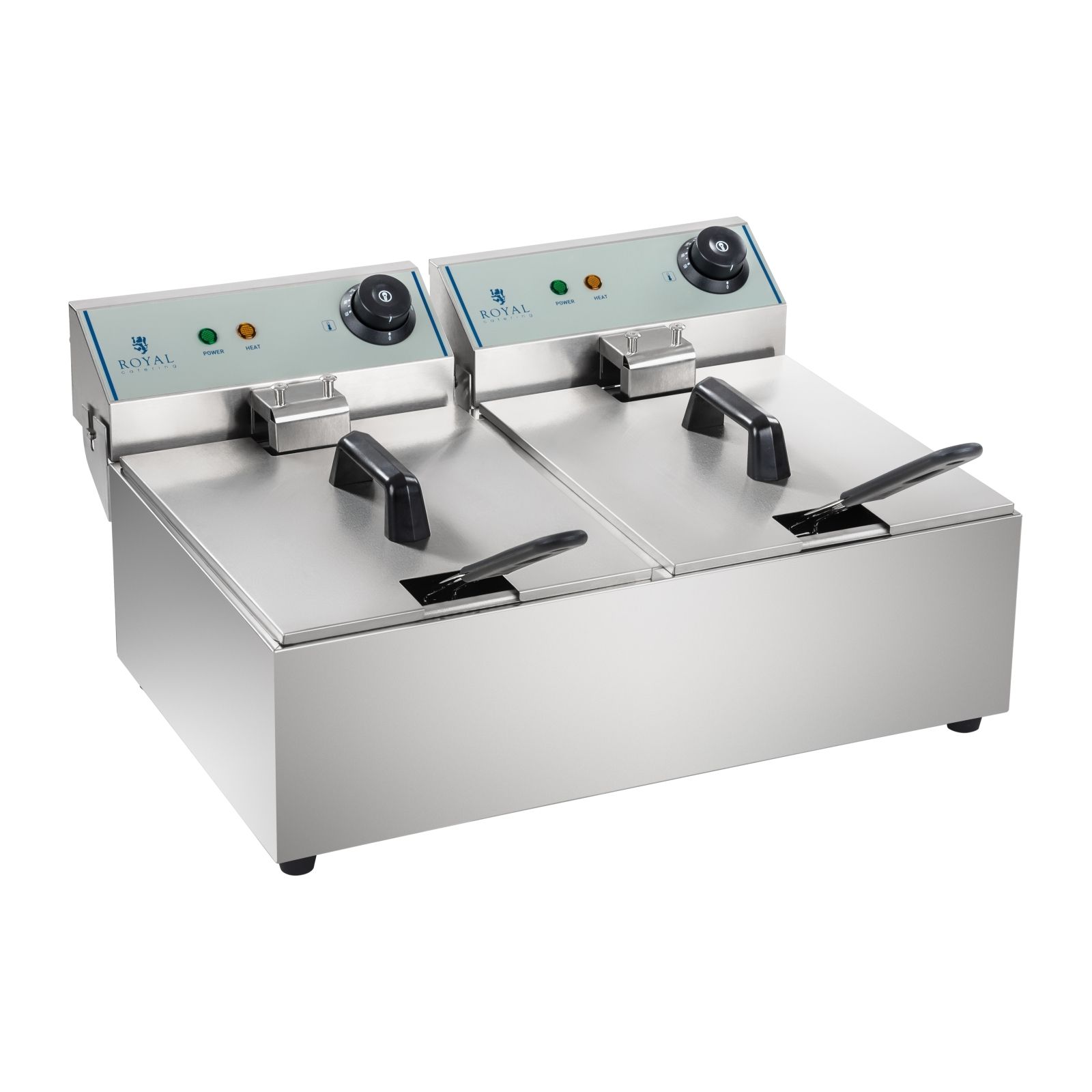 B-Ware Elektro-Doppel-Fritteuse - 2 x 10 l - 6400 W - ECO - Royal Catering