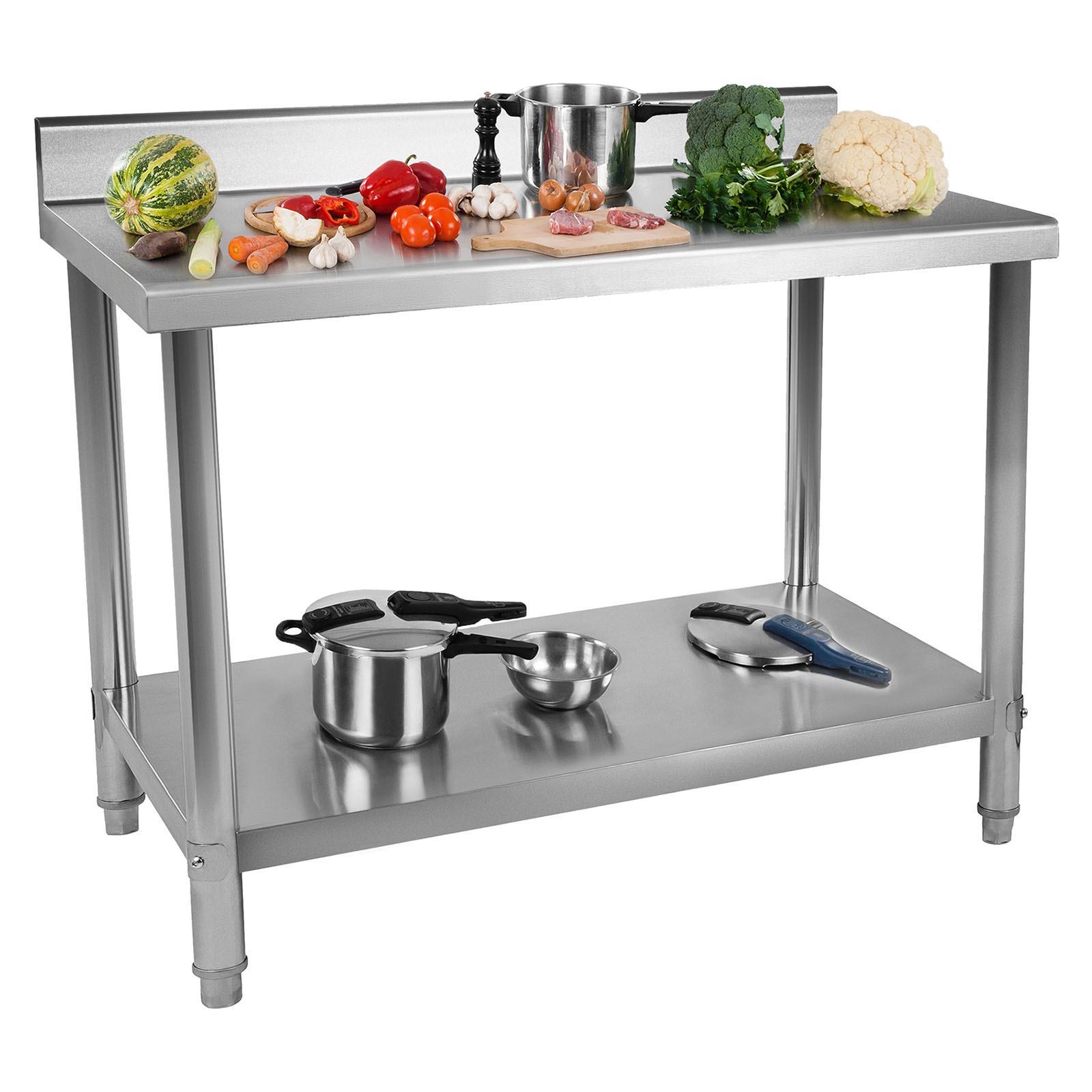 B-Ware Edelstahl-Arbeitstisch - ECO - 100 x 70 cm - 120 kg - Aufkantung - Royal Catering