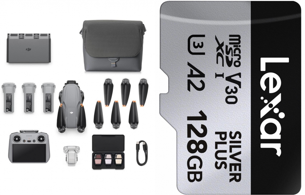 DJI Air 3S FMC (DJI RC 2) + Lexar Silver Plus microSDXC 128GB
