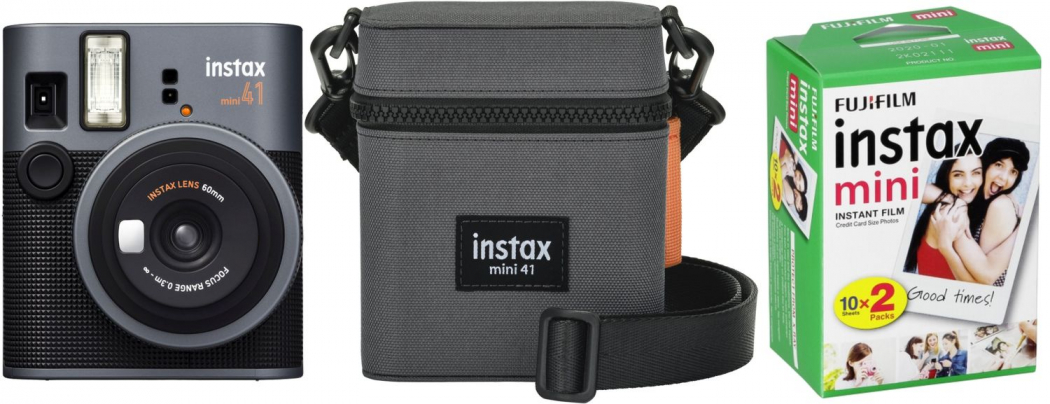 Fujifilm Instax Mini 41 Schwarz + Case + Mini DP