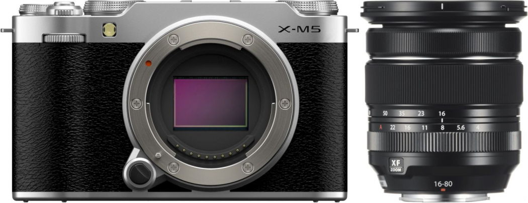 Fujifilm X-M5 Gehäuse Silber + XF 16-80mm F4 R OIS WR - abzgl. 100,00€ Fujifilm XF Objektiv Cashback Aktion