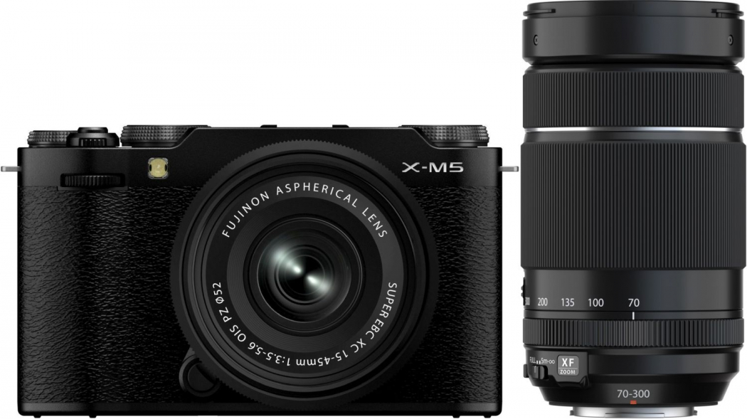 Fujifilm X-M5 Schwarz + XC15-45mm f3.5-5.6 + XF70-300mm f4-5,6 - abzgl. 100,00€ Fujifilm XF Objektiv Cashback Aktion