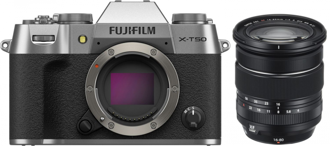 Fujifilm X-T50 silber + XF 16-80mm f4 R OIS WR - abzgl. 100,00€ Fujifilm XF Objektiv Cashback Aktion