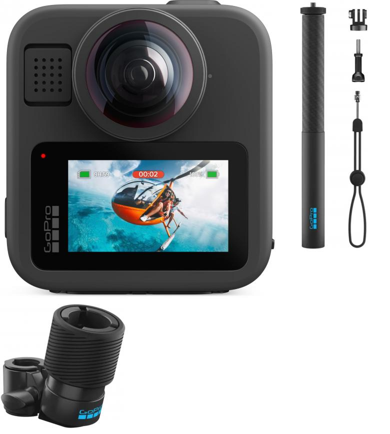 GoPro MAX2 + Ski Pole Mount + 1m Carbon Extension Pole