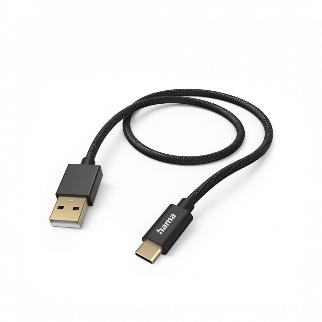 Hama 201545 Ladekabel Fabric USB-A zu USB-C 1,5m schwarz
