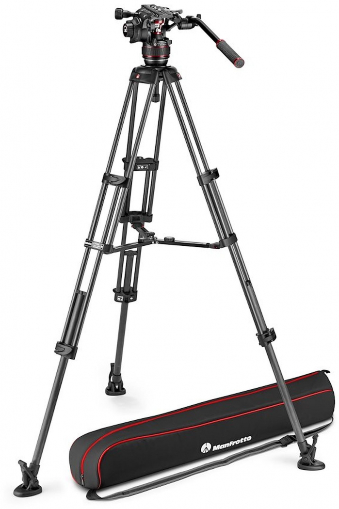 Manfrotto Nitrotech 608 Carbon Video-Stativ mit Mittelspinne