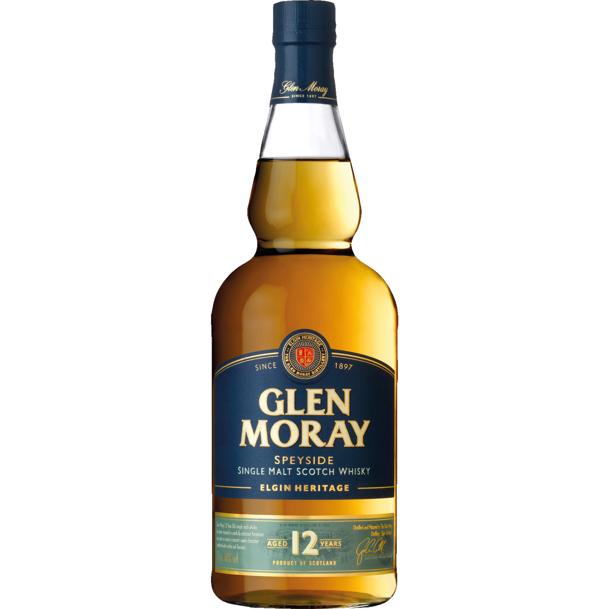 Glen Moray Single Malt Whisky 12 Years, Whiskey, 0,7L, 40% Vol., Schottland, Spirituosen