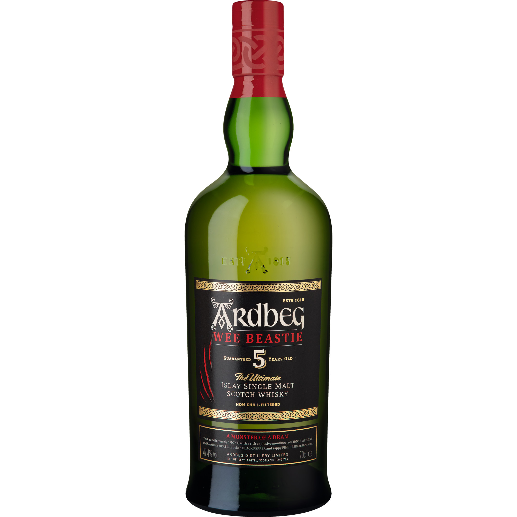 Ardbeg 5 Years Wee Beastie, Islay Single Malt Scotch Whisky, 0,7 L, 47,4% Vol., Schottland, Spirituosen