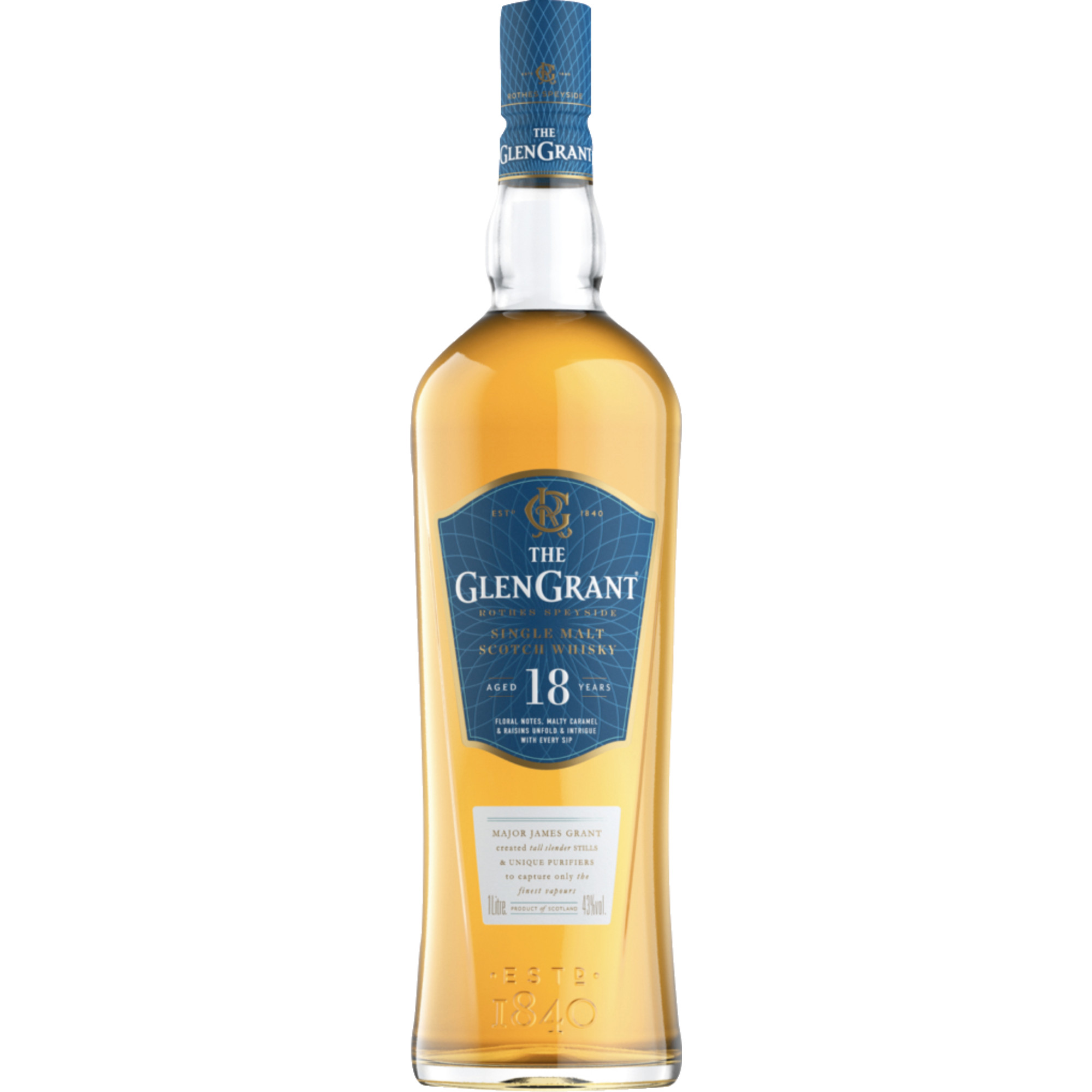 Glen Grant 18 Years Single Malt Scotch Whisky, Speyside, 0,7 L, 43% Vol., Schottland, Spirituosen
