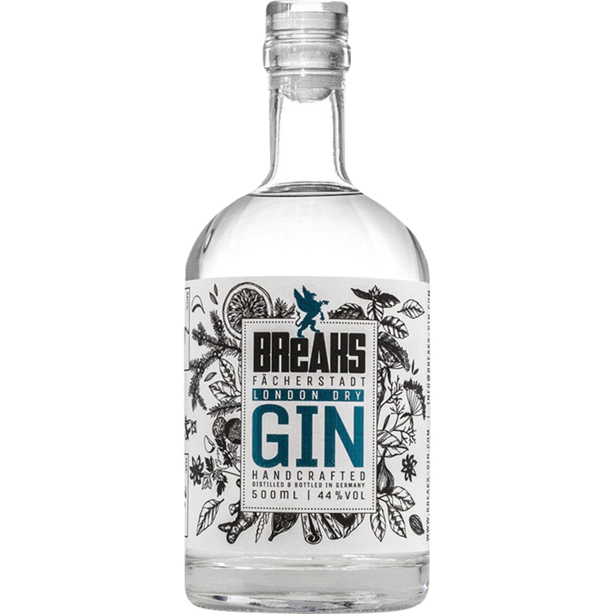 Breaks Karlsruhe Dry Gin, 44 % vol. 0,5 L, Spirituosen