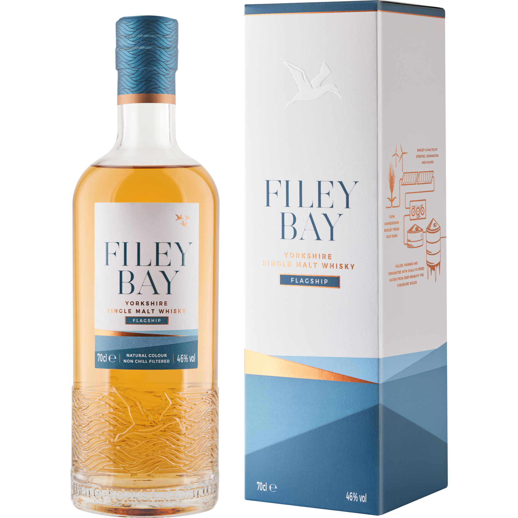 Filey Bay Flagship Single Malt Whisky, Yorkshire, 0,7 L, 46 Vol., Spirituosen
