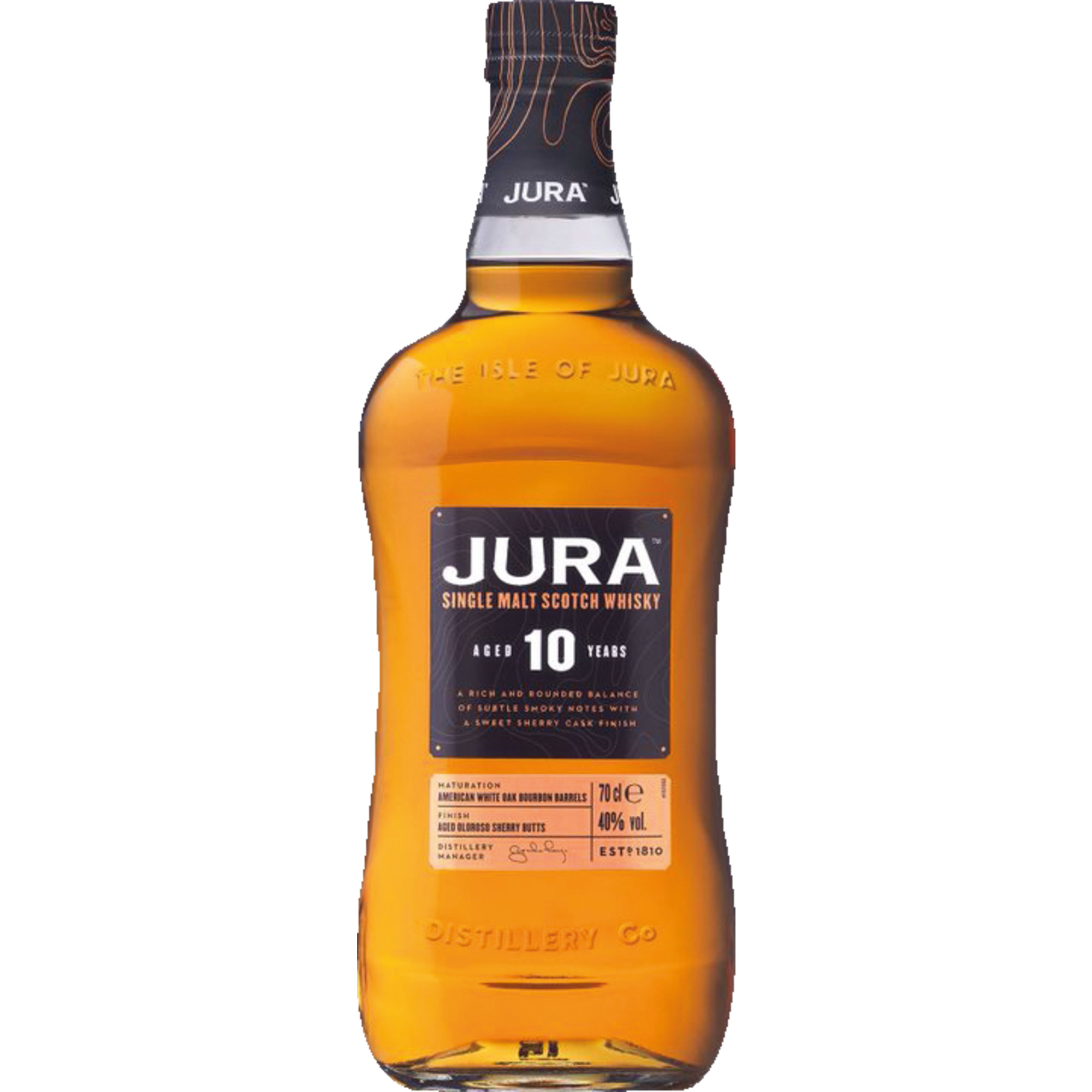 Jura 10 Years Single Malt Scotch Whisky, 0,7L, 40% Vol., Schottland, Spirituosen