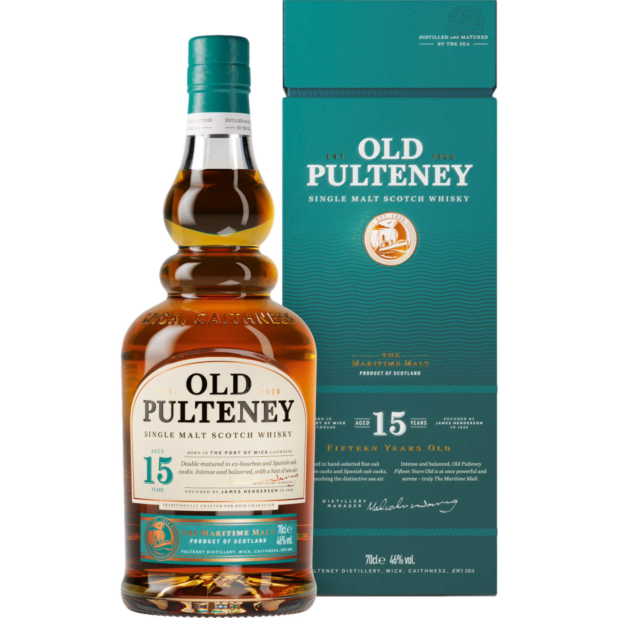 Old Pulteney 15 Years Old Single Malt, Scotch Whisky, 0,7 L, 46% Vol., Schottland, Spirituosen