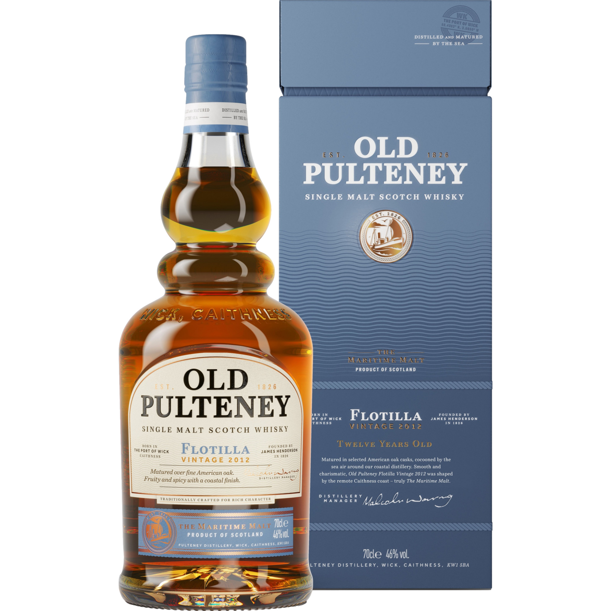 Old Pulteney Flotilla Single Malt 12 YO Whisky, Scotch Whisky, 0,7 L, 46% Vol., in Geschenketui, Spirituosen