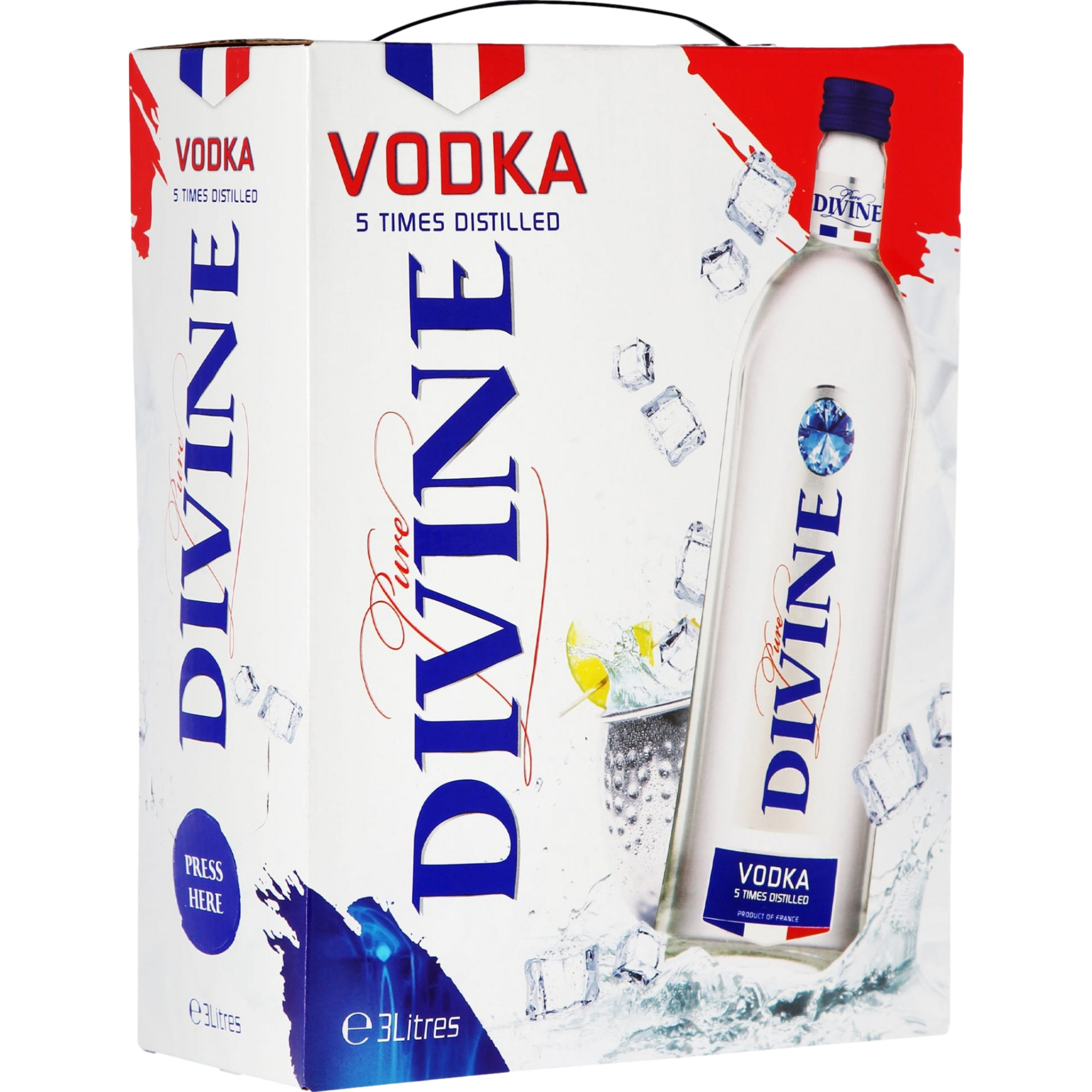 Pure Divine Vodka, 37,5 % Vol., Bag in Box, 3L, Spirituosen
