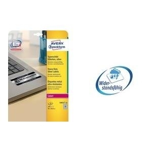 Avery Zweckform Typenschild-Etiketten L6013-20, 210 x 297 mm, 20 Etiketten, silber Wetterfeste silberne Etiketten aus hochwertiger Polyesterfolie für Laserdrucker (L6013-20)