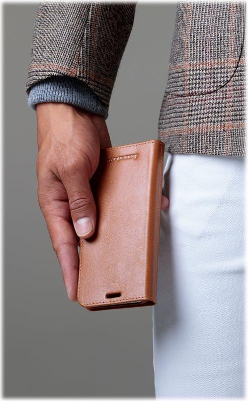 dbramante1928 Copenhagen Slim - Flip-Hülle für Mobiltelefon - genarbtes Leder - Hellbraun - für Apple iPhone 12, 12 Pro (CS61GT001173)