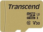 Transcend 500S - Flash-Speicherkarte (microSDHC/SD-Adapter inbegriffen) - 16 GB - Video Class V30 / UHS-I U3 / Class10 - microSDHC