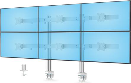 StarTech.com Six-Monitor Desk Mount w/ Crossbar, Up To 32 Screens/17.6lb - Befestigungskit - für 6 LCD-Displays - Säule, dual - Stahl, Kunststoff - weiß - Bildschirmgröße: 43.2-81.3 cm (17-32) (6-MONITOR-ARM-A)