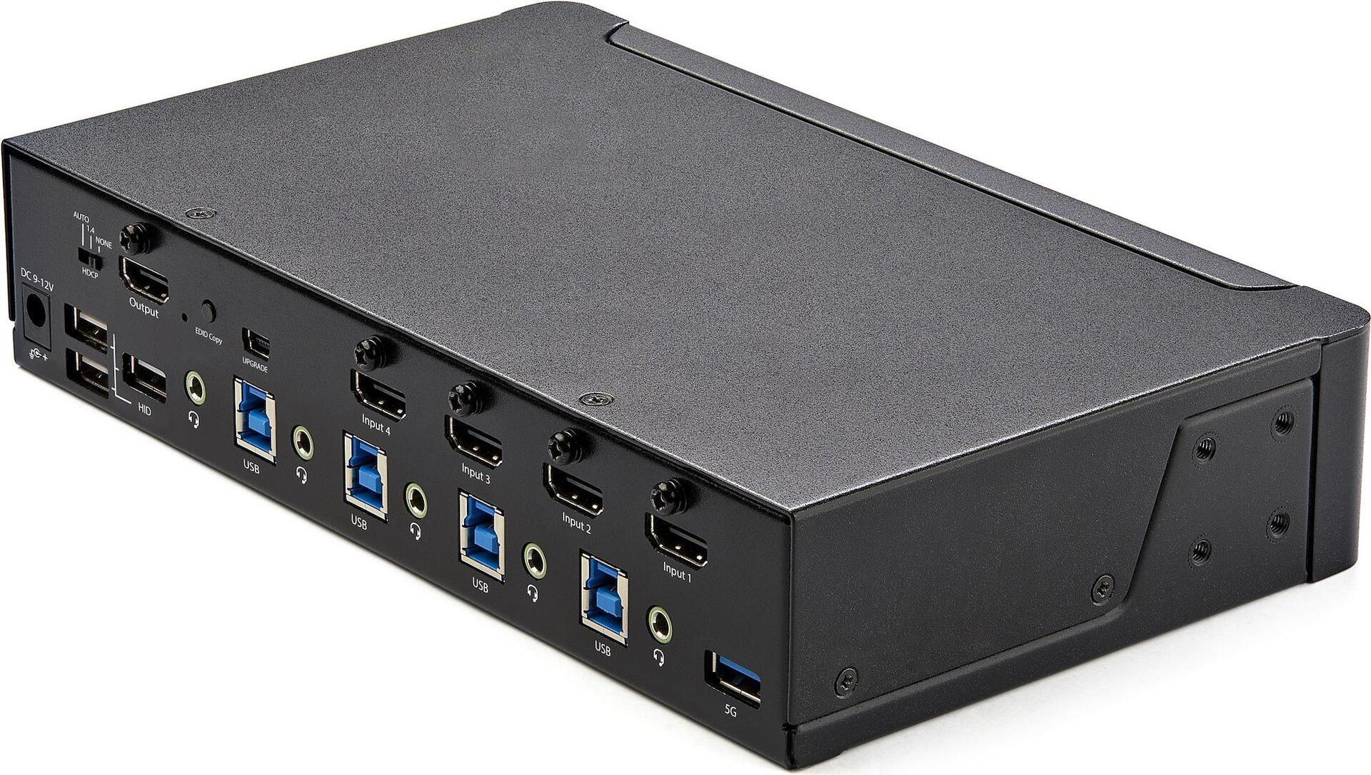 StarTech.com 4 Port HDMI KVM Switch - Einzelmonitor 4K 60Hz Ultra HD HDR - HDMI 2.0 KVM Switch mit 2 Port USB 3.0 Hub (5 Gbit/s) und 4x USB 2.0 HID - Audio - Hotkey - TAA (SV431HU34K6)