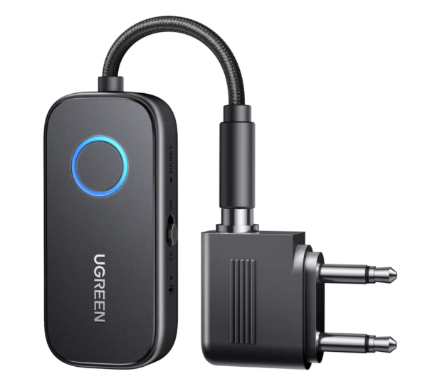 UGREEN CM672 aptX 3,5mm Klinke 2-in-1 Bluetooth 5.3 Transmitter und Receiver Dual Connection TX und RX Modus fuer Flugzeug KFZ TV (35222A)