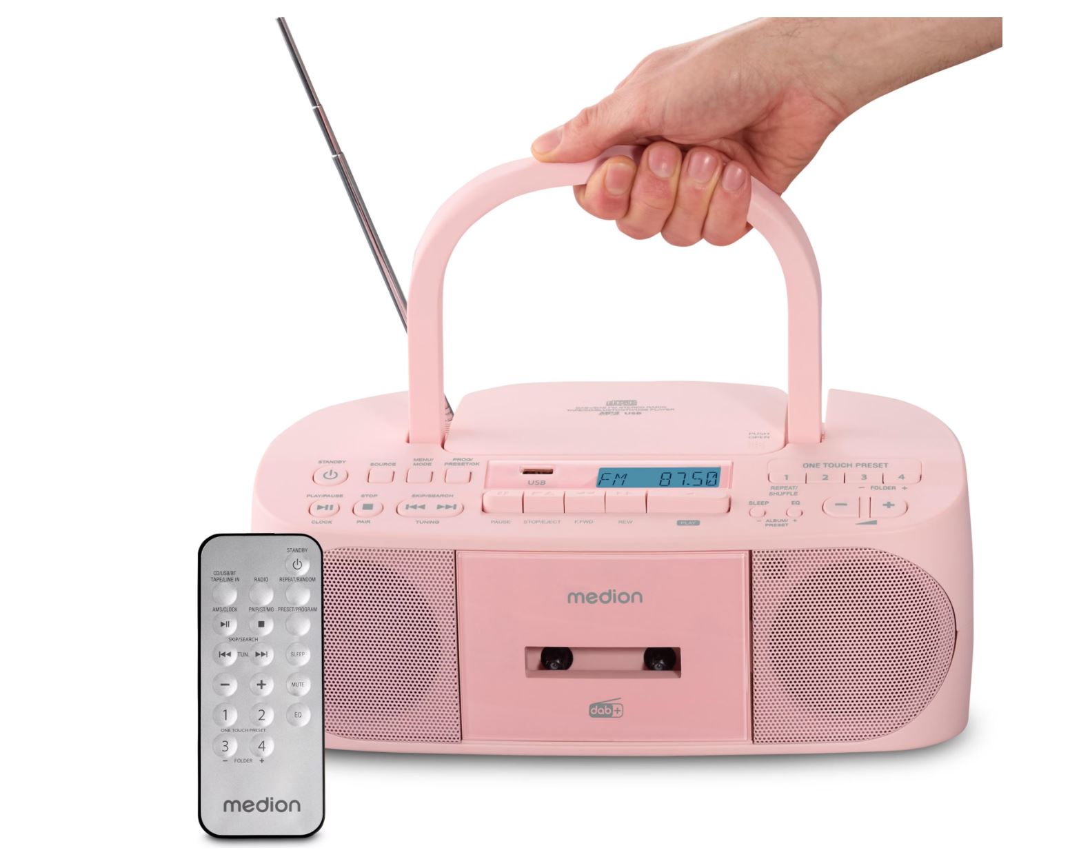 MEDION LIFE DRX-1 Plus Boombox pink DAB+ FM Bluetooth CD Kassetten-Radio