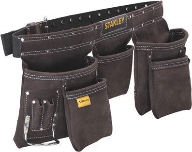 Stanley Leder Werkzeugschürze - Werkzeughüftgurt - Braun - Leder - 9 Taschen - Schnalle - 1450 mm (STST1-80113)