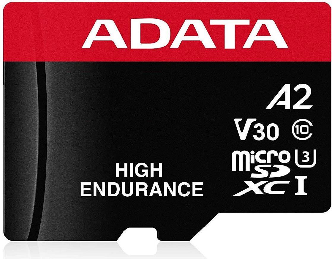 ADATA High Endurance - Flash-Speicherkarte (microSDXC-an-SD-Adapter inbegriffen) - 128 GB - A2 / Video Class V30 / UHS-I U3 / Class10 - microSDXC UHS-I