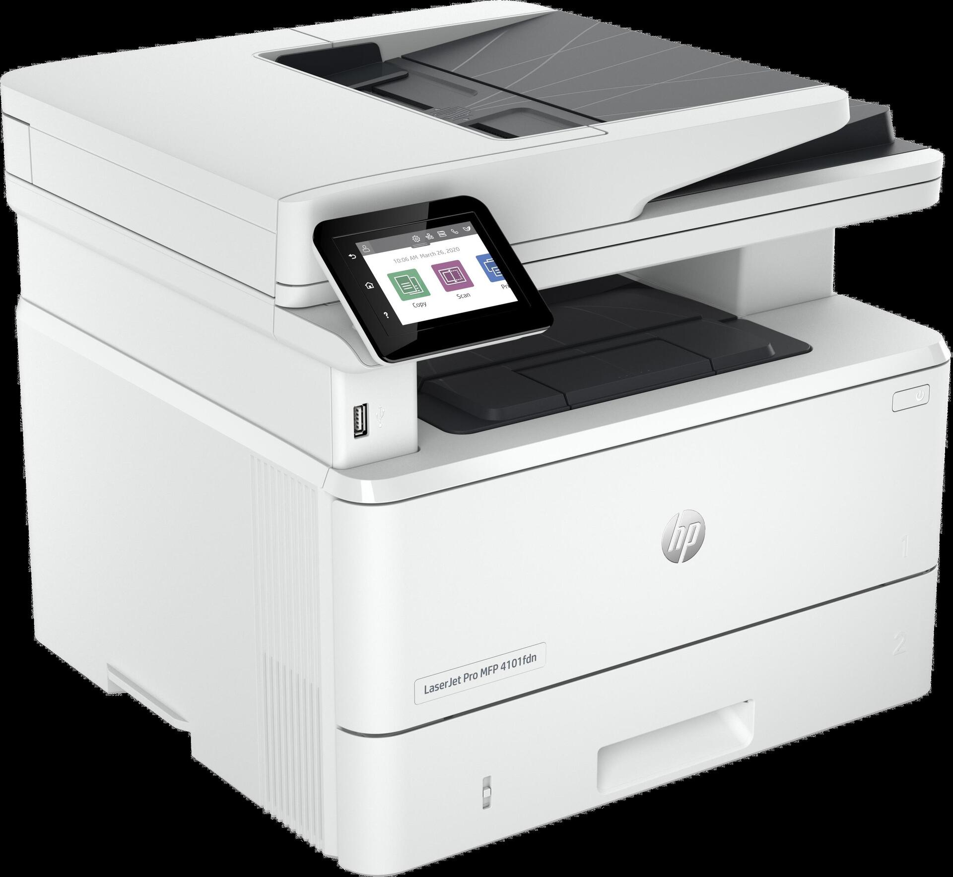 HP Inc HP LaserJet Pro MFP 4102fdw - Multifunktionsdrucker - s/w - Laser - Legal (216 x 356 mm) (Original) - A4/Legal (Medien) - bis zu 38 Seiten/Min. (Kopieren) - bis zu 40 Seiten/Min. (Drucken) - 350 Blatt - 33.6 Kbps - Gigabit LAN, Wi-Fi(n), USB, USB-H