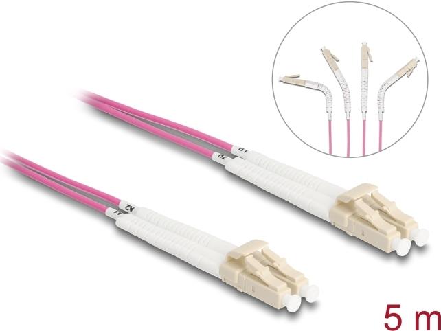 Delock - Netzwerkkabel - LC Multi-Mode (M) gewinkelt zu LC Multi-Mode (M) gewinkelt - 5,0m - Glasfaser - Duplex - 50/125 Mikrometer - OM4 - halogenfrei - violett (88090)