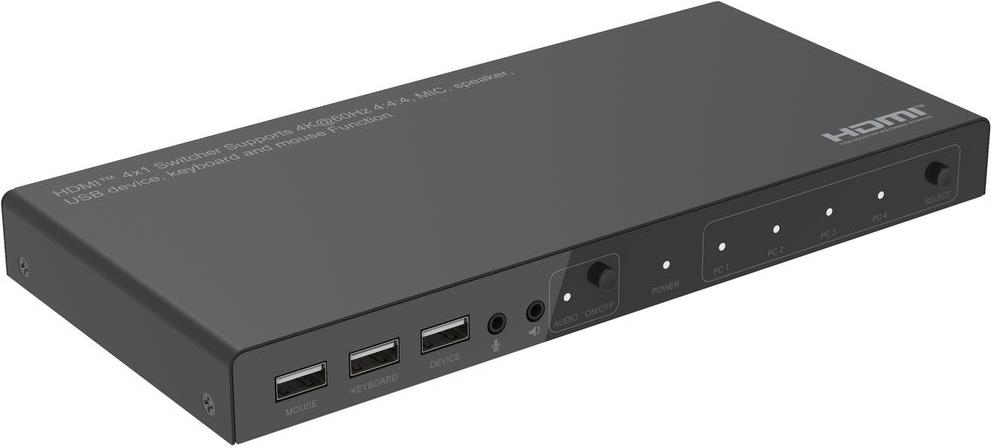 MicroConnect - KVM / Video / Audio Switch - 4 x KVM / Video / Audio - 1 lokaler Benutzer - Desktop (MC-HDMIKVM0401-4K)