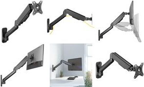 Logilink - Befestigungskit (Wandmontage) - für Monitor / Curved-Monitor (Gasfeder) - Kunststoff, Aluminium, Stahl - Schwarz - Bildschirmgröße: 43.2-81.3 cm (17-32) (BP0145)
