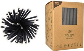 PAPSTAR Papier-Trinkhalm pure, 250 mm, schwarz aus Papier, Länge: 250 mm, Durchmesser: 8 mm, nachhaltig - 1 Stück (89092)