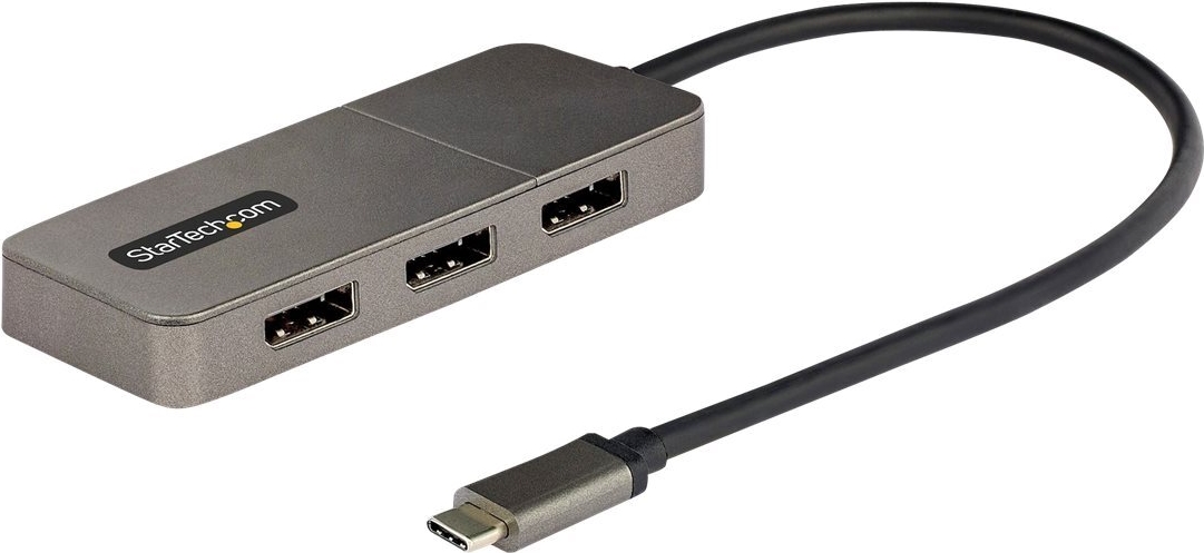 StarTech.com USB-C to Triple DisplayPort 1.4 MST Hub, 4K 60Hz, 1ft (30cm) Cable, USB Type-C Multi Monitor Adapter for Laptop, DP 1.4 Multi-Stream Transport Hub, DisplayPort Splitter - MST Triple Monitor Adapter (MST14CD123DP) - Dockingstation - USB-C / Di